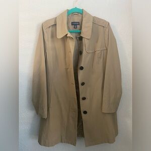 NWOT Lands End Khaki Trench Coat Cotton Blend Women’s Size MP/10-12 Lightweight
